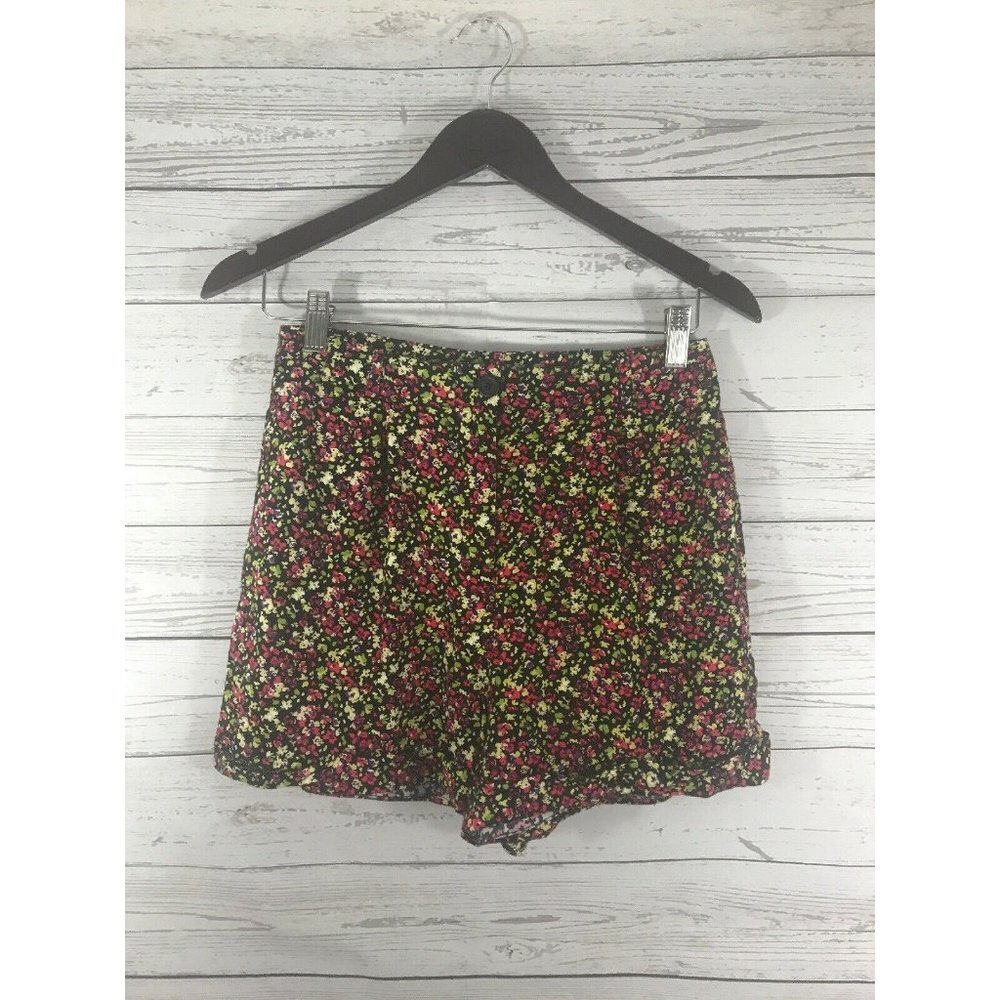 American Apparel Floral Button Up Cuff Pleated
